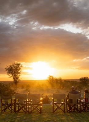 Sundowner chairs at sunset at Lake Burunge Tented Lodge, Tanzania