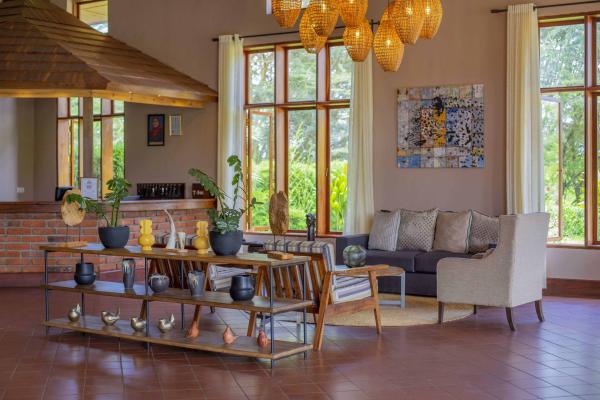 Lounge and reception at Ngorongoro Coffee Lodge