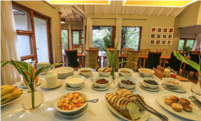 Breakfast table at Lake Duluti Lodge