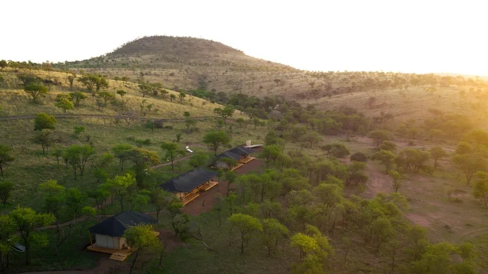 Aerial view of Luwela Camp on Makoma Hill in the central Serengeti