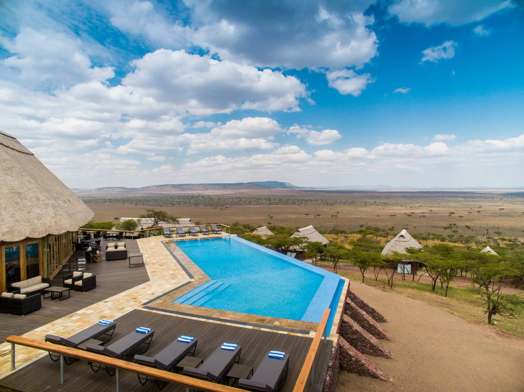 Infinity pool overlooking the Serengeti at Lahia Tented Lodge