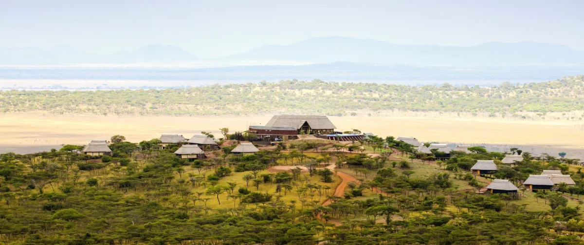 Panoramic view from the hilltop at Lahia Tented Lodge, Western Corridor