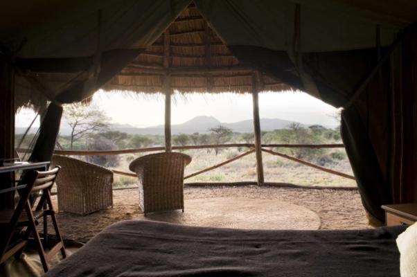 View of the plains from a tent at Kambi ya Tembo