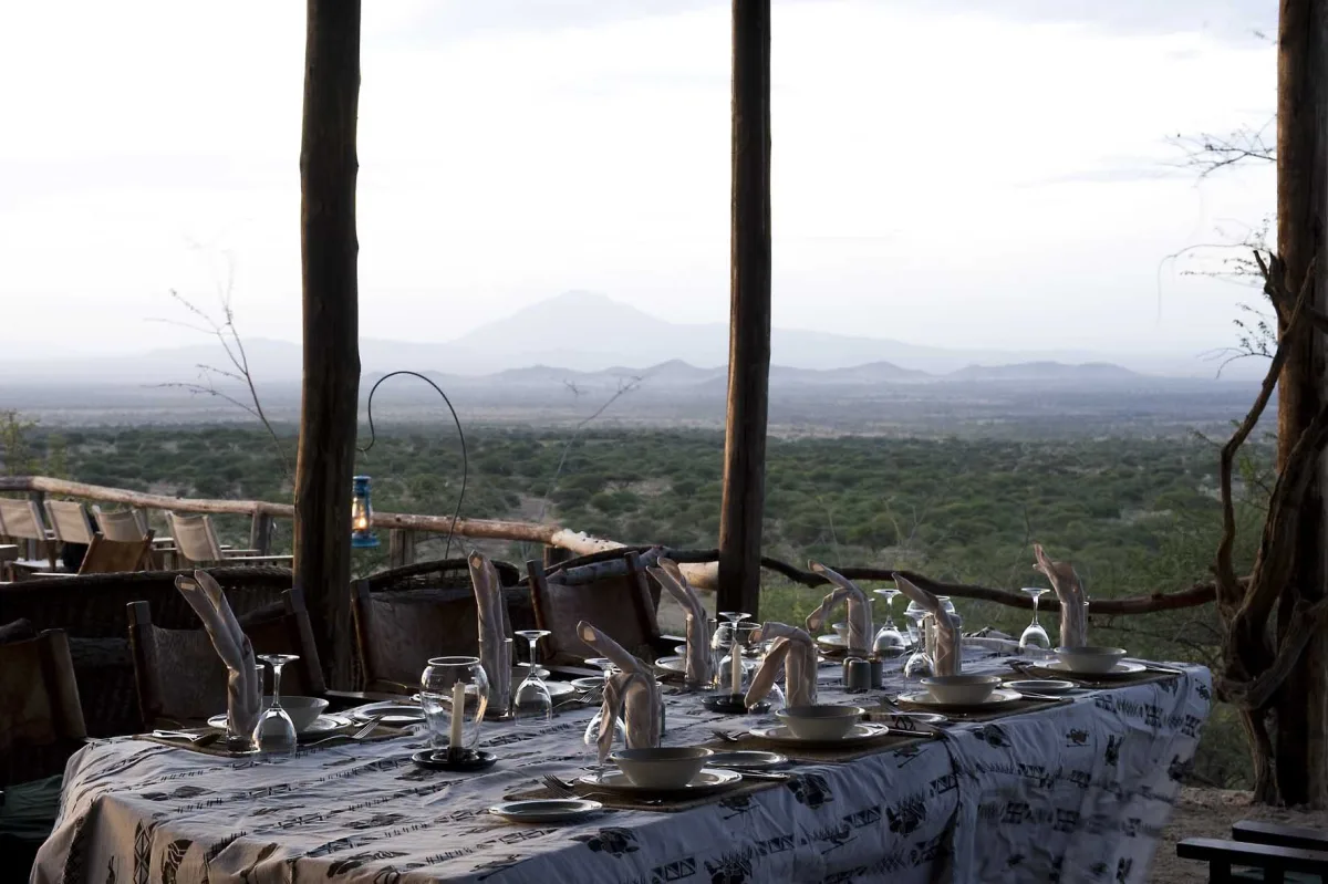 Dining area set for lunch at Kambi ya Tembo