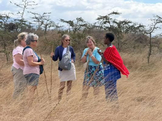 Massai – Maasai guides walking with guests through the bush
